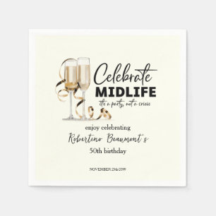 Elegant Midlife Celebration Glasses 50th Birthday Napkin