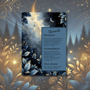 Elegant Midnight Blue and Gold Forest Wedding Enclosure Card