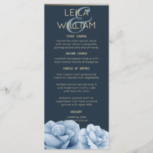 Elegant Midnight blue floral  Menu Card