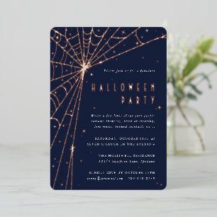 Elegant Midnight Blue Spider Web Halloween Party