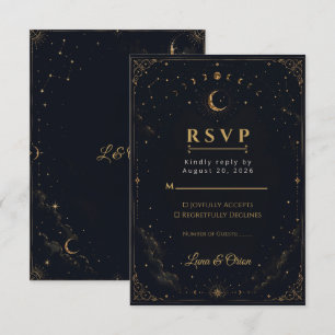 Elegant Midnight Celestial Wedding RSVP Card