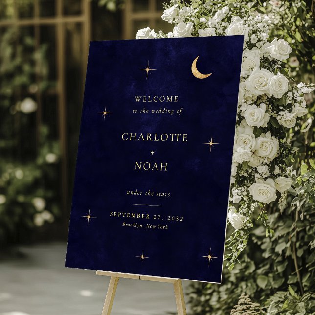 Elegant Midnight Celestial Wedding Welcome Acrylic Sign (Creator Uploaded)