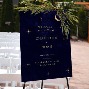 Elegant Midnight Celestial Wedding Welcome Sign