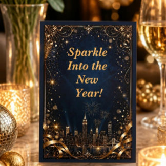 Elegant Midnight in the City New Year Holiday Card