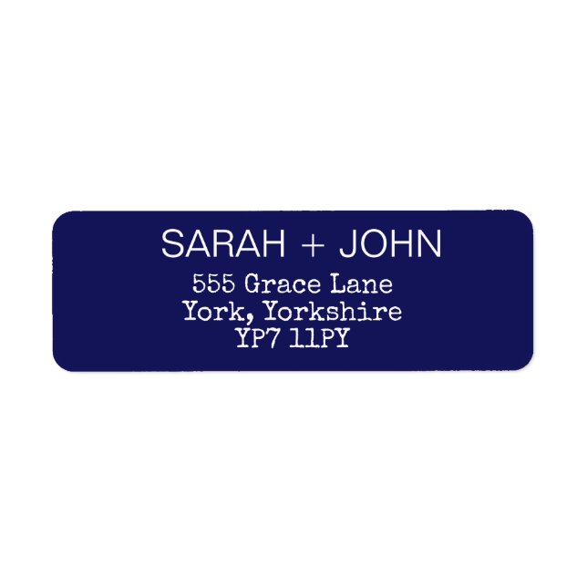 Elegant Midnight Navy Blue Wedding Address (Front)