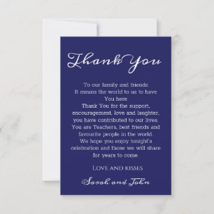 Elegant Midnight Navy Blue Wedding Thank You Card