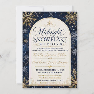 Elegant Midnight Snowflake Wedding Invitation