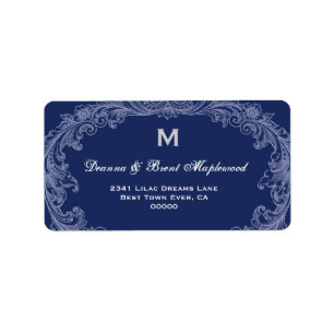 Elegant Midnight Vintage Monogram B454 Label