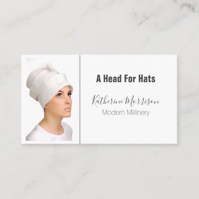 Elegant Millinery Hat Designer Fashion Business Card (Front)