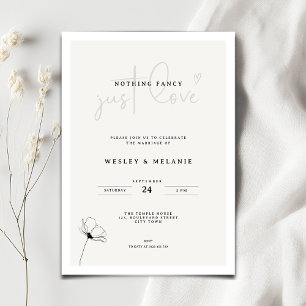 Elegant Mimimal Flower Nothing Fancy Wedding Invitation