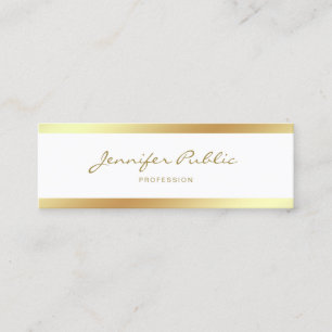Elegant Mini Calligraphy Script Gold Clean Design Business Card