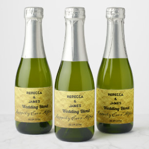 Elegant Mini Gold & Black Wedding Sparkling Wine L Label
