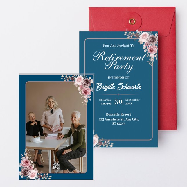 Elegant & Minialist Photo Retirement Party Invite (Minimalist Retirement Party Invitation)