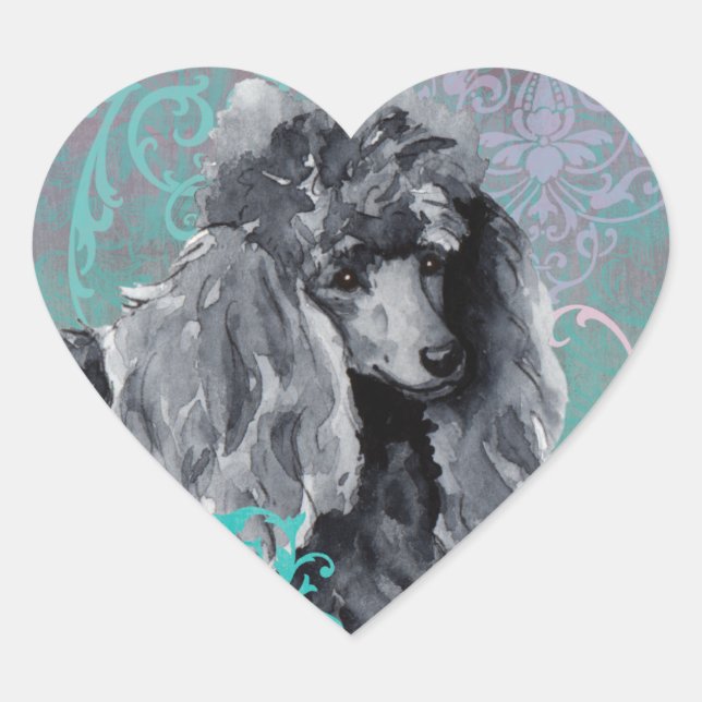 Elegant Miniature Poodle Heart Sticker (Front)