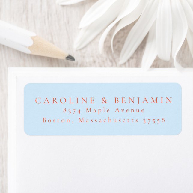 Elegant Minima Blue Orange Wedding Return Address (Insitu)