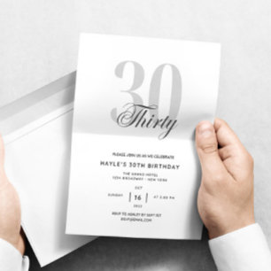 Elegant Minimal 30th Birthday Party Invitation