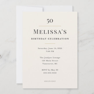 Elegant Minimal 50th Birthday Celebration Invitation