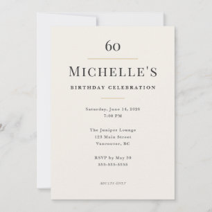 Elegant Minimal 60th Birthday Celebration Invitation