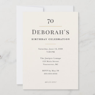 Elegant Minimal 70th Birthday Celebration Invitation