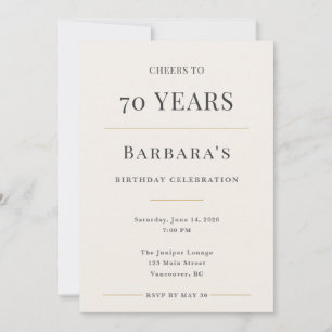 Elegant Minimal 70th Birthday Celebration Invitation