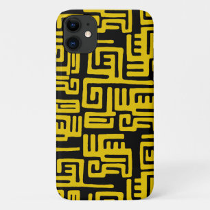 Elegant Minimal African Tribal Pattern Yellow Line Case-Mate iPhone Case