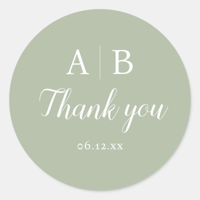 Elegant Minimal and Chic Modern Wedding Initial Classic Round Sticker (Front)