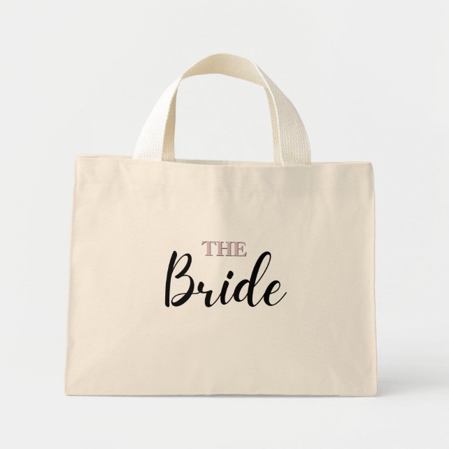 Elegant Minimal Art Mini Tote Bag for the Bride (Front)