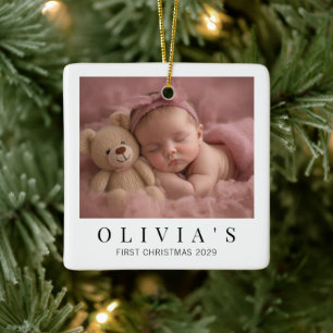Elegant Minimal Baby's First Christmas Ornament