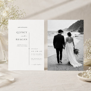 Elegant Minimal Beach Wedding with Romantic Couple Invitation