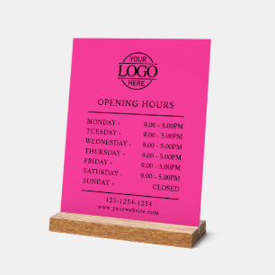 Elegant Minimal Bight Pink Business Opening Hours Acrylic Sign