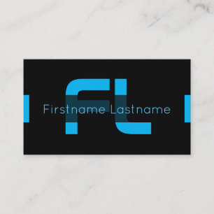Elegant minimal black and indigo blue monogram business card