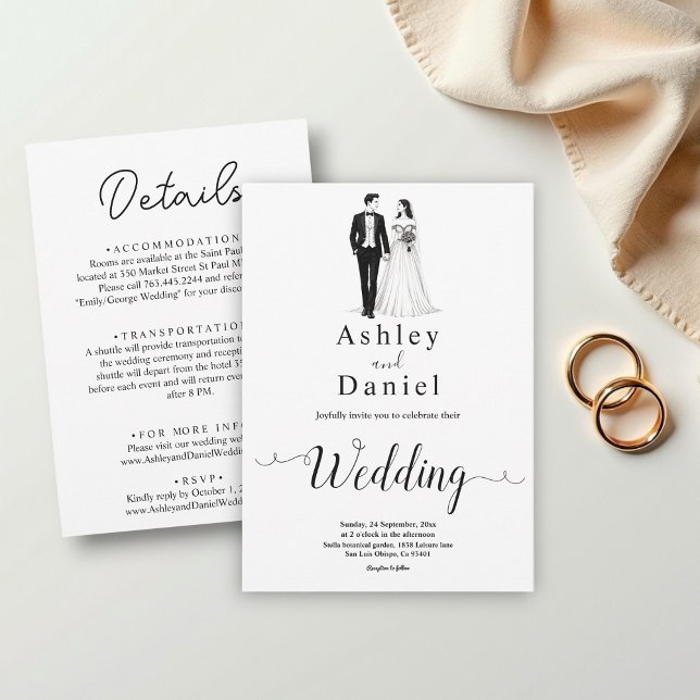 Elegant Minimal Black And White Romantic Wedding Invitation (Creator Uploaded)