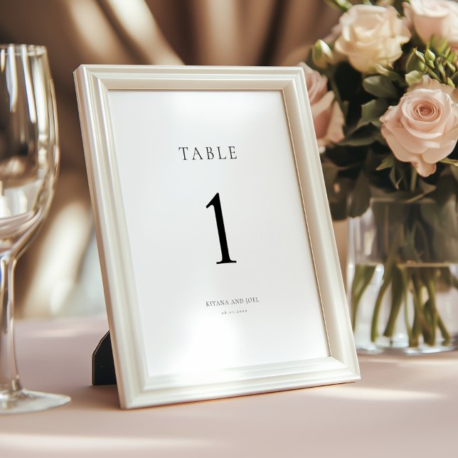 Elegant Minimal Black and White Table Number Card (Creator Uploaded)