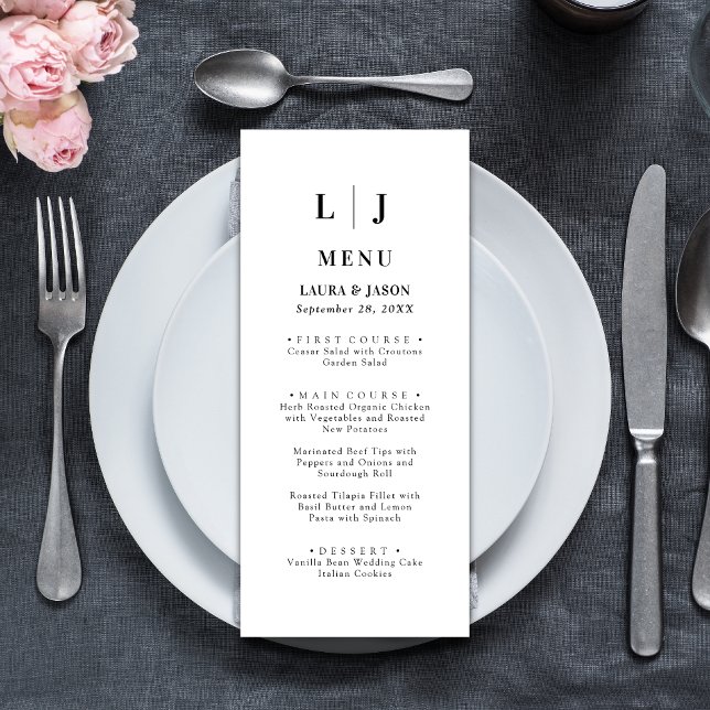 Elegant Minimal Black and White Wedding Menu (Elegant minimal black and white wedding menu adds timeless style and guides guests through your meal)