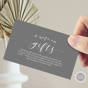 Elegant Minimal, Black font, A note on gifts Enclosure Card