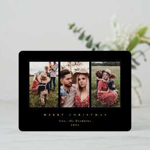 Elegant Minimal Black Frame Triple Photo