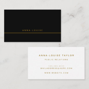 Elegant Minimal Black Gold Line Name Business Card