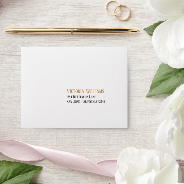 Elegant Minimal Black Gold Wedding RSVP Envelope (Wedding)