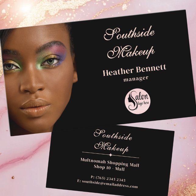 Elegant Minimal Black Makeup Artist Business  Business Card (Creator Uploaded)