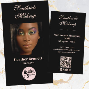 Elegant Minimal Black Makeup Artist QR Business Card