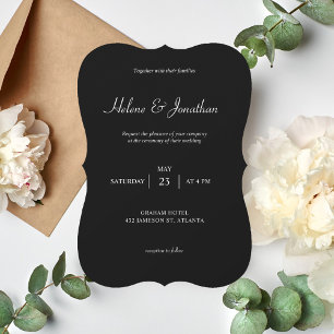 Elegant Minimal Black Modern Simple Dark Wedding