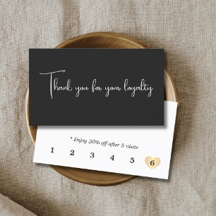 Elegant Minimal Black White Gold Heart  Loyalty Card