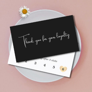 Elegant Minimal Black White Gold Heart  Loyalty Card