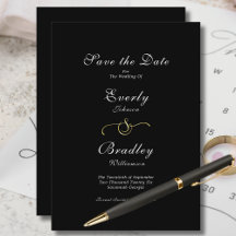 Elegant Minimal Black White Script Save the Date