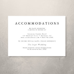 Elegant Minimal Black White Wedding Accommodations Enclosure Card