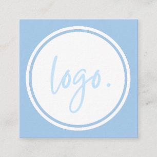 ELEGANT MINIMAL BLUE AND WHITE COMPANY LOGO CUSTOM SQUARE BUSINESS CARD