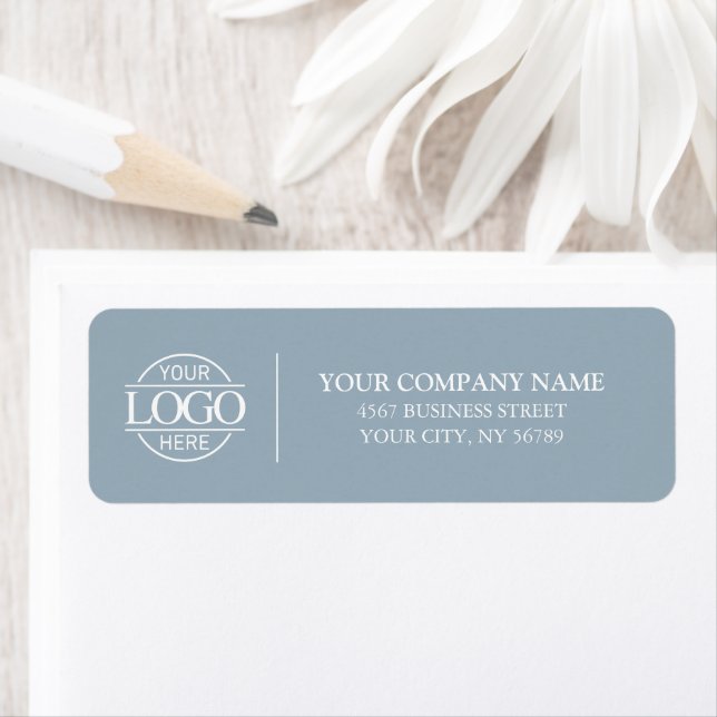 Elegant Minimal Blue Business Logo Return Address (Insitu)