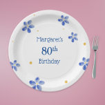 Elegant Minimal Blue Watercolor Floral  Paper Plate<br><div class="desc">Simple and elegant watercolor flower paper plates for a memorable celebration. Illustrated and designed by Patricia Alvarez.</div>