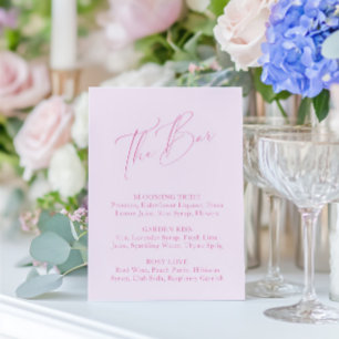 Elegant Minimal Blush Pink Bridal Shower Bar Menu