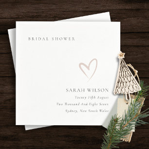 Elegant Minimal Blush Pink Heart Bridal Shower Napkin